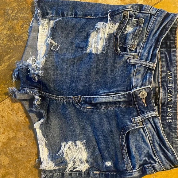 American Eagle Outfitters Ripped Indigo Jean Shorts - Picture 1 of 3